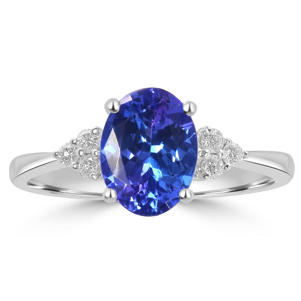 1.83ct Tanzanite Rings with 0.12tct Diamond set in 14K White Gold