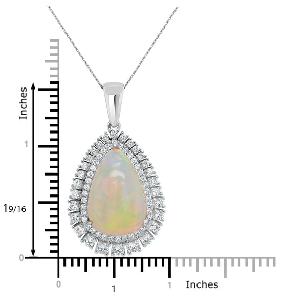 10.66ct Opal Pendant with 1.55tct Diamonds set in 14K White Gold