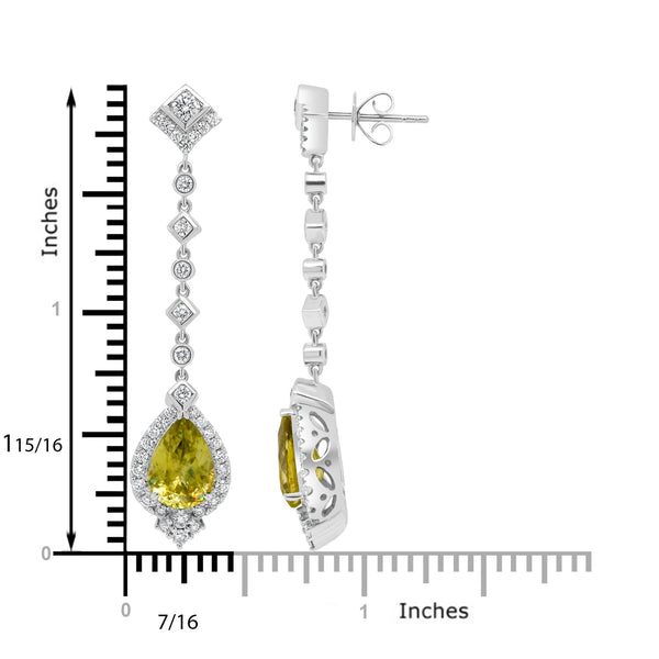 5.09tct Sphene Earring with 1.44tct Diamonds set in 14K White Gold