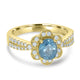 1.98ct Blue Zircon Ring with 0.34tct Diamonds set in 14K Yellow Gold