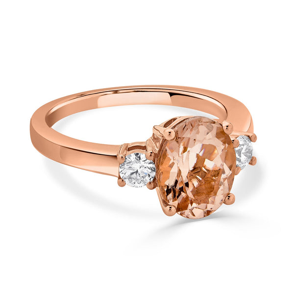 2.49ct Morganite Rings with 0.30tct diamonds set in 14kt rose gold
