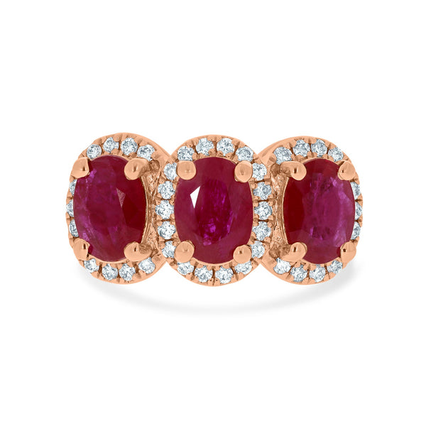 2.46ct Ruby Rings with 0.30tct diamonds set in 14kt rose gold