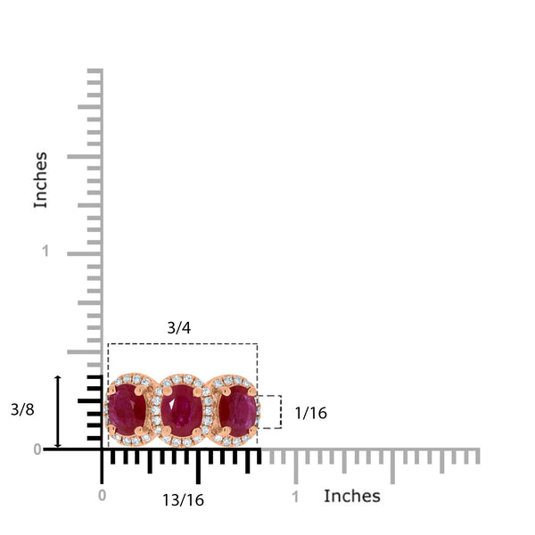 2.46ct Ruby Rings with 0.30tct diamonds set in 14kt rose gold