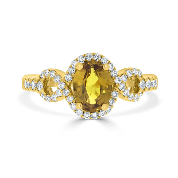 1.25ct Sapphire Rings  with 0.39tct diamonds set in 14KT yellow gold
