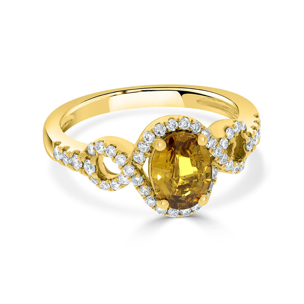 1.25ct Sapphire Rings  with 0.39tct diamonds set in 14KT yellow gold
