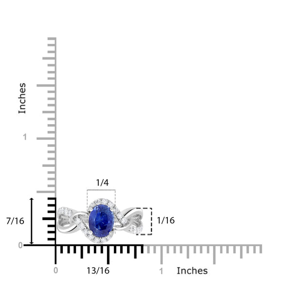 1.73ct Sapphire Ring with 0.3tct Diamonds set in 14K White Gold