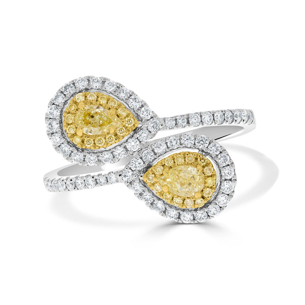 0.48tct Yellow Diamond Ring With 0.33tct Diamonds Set In 18kt Two Tone Gold
