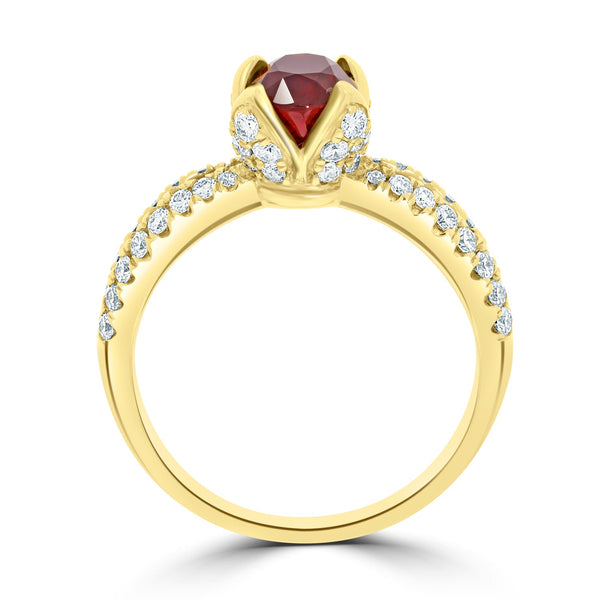 2.12Ct Ruby Ring With 0.59Tct Diamonds Set In 18K White Gold