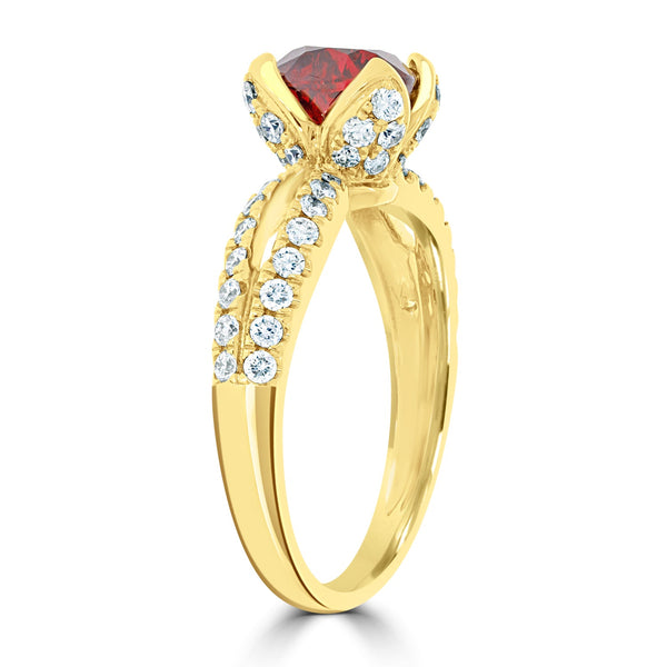 2.12Ct Ruby Ring With 0.59Tct Diamonds Set In 18K White Gold