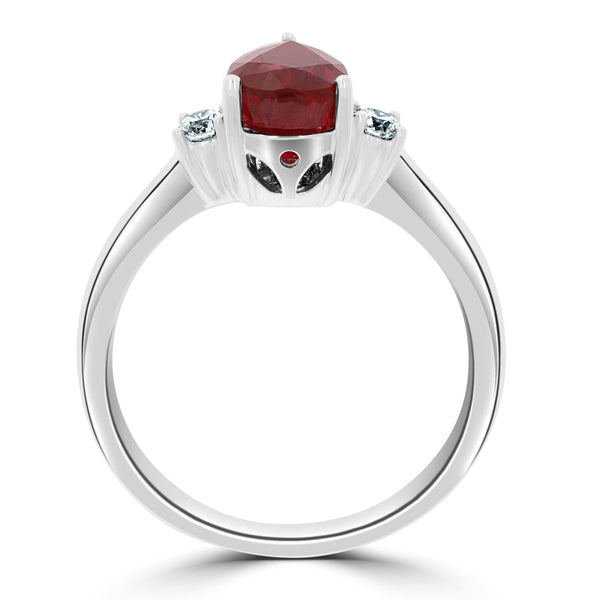 2Ct Ruby Ring With 0.16Tct Diamonds Set In 18K White Gold