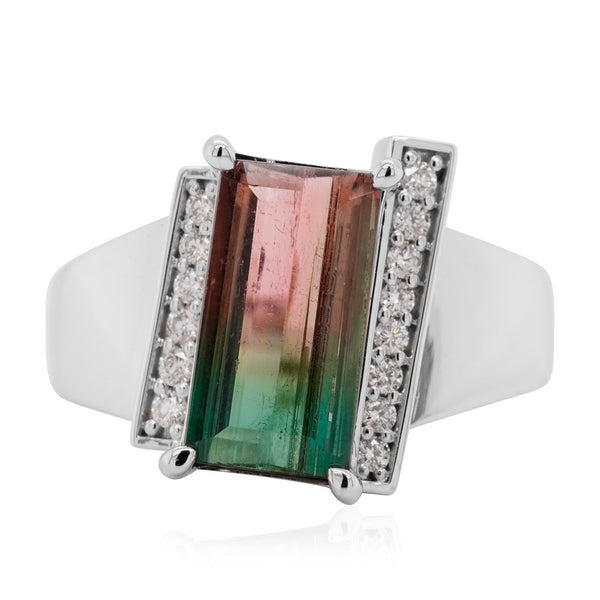 2.82ct Tourmaline Ring with 0.16ct Diamonds set in 14K White Gold