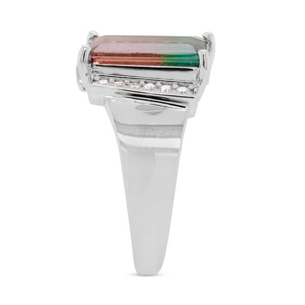 2.82ct Tourmaline Ring with 0.16ct Diamonds set in 14K White Gold