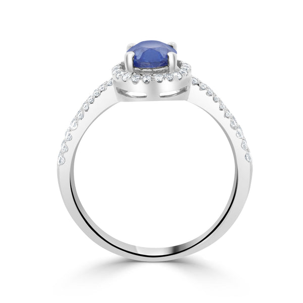 1.22ct Sapphire Ring with 0.34tct Diamonds set in 14K White Gold