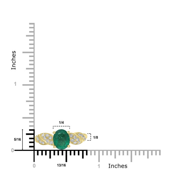 1.31ct   Emerald Rings with 0.31tct Diamond set in 14K Yellow Gold