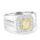 0.74ct Yellow Diamond Rings with 0.49tct Diamond set in 14K Two Tone Gold