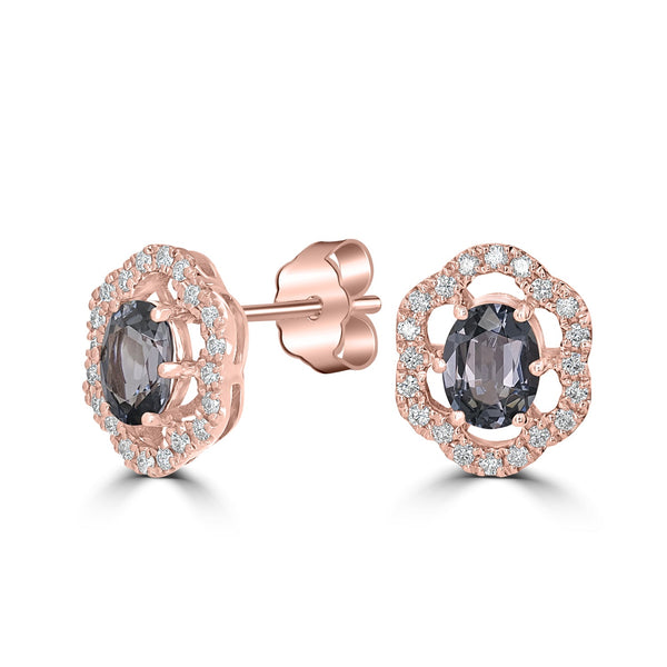 0.93tct Spinel Earring with 0.17tct Diamonds set in 14K Rose Gold