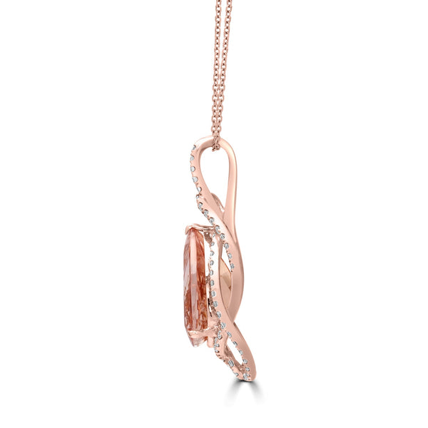 9.55ct Morganite Pendants with 0.92tct Diamond set in 14K Rose Gold