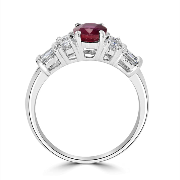 1.05ct Ruby Ring with 0.71tct Diamonds set in 14K White Gold