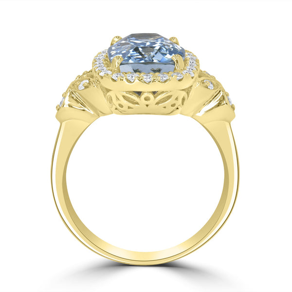 4.08ct Aquamarine Ring with 0.33tct Diamonds set in 14K Yellow Gold