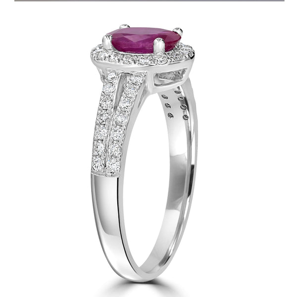 0.76ct Ruby Ring with 0.44tct Diamonds set in 14K White Gold