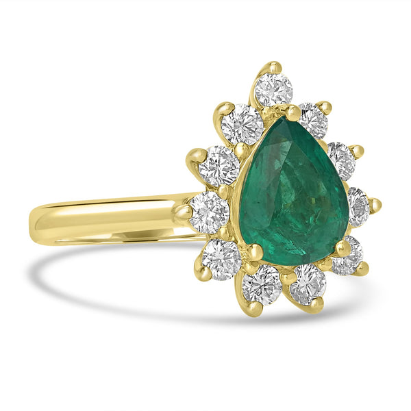 1.63ct   Emerald Rings with 0.67tct Diamond set in 18K Yellow Gold