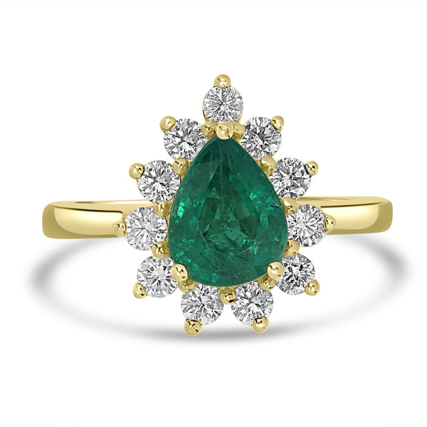 1.63ct   Emerald Rings with 0.67tct Diamond set in 18K Yellow Gold