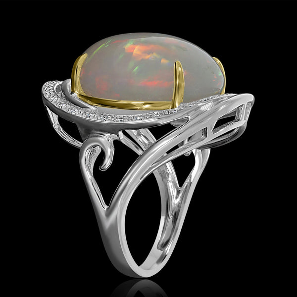15.14ct Opal Ring with 0.13tct Diamonds set in 14K Two Tone Gold