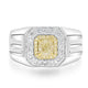 0.74ct Yellow Diamond Rings with 0.49tct Diamond set in 14K Two Tone Gold