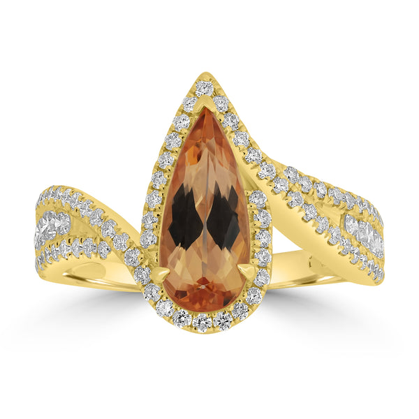 1.67ct Topaz Rings with 0.62tct Diamond set in 18K Yellow Gold