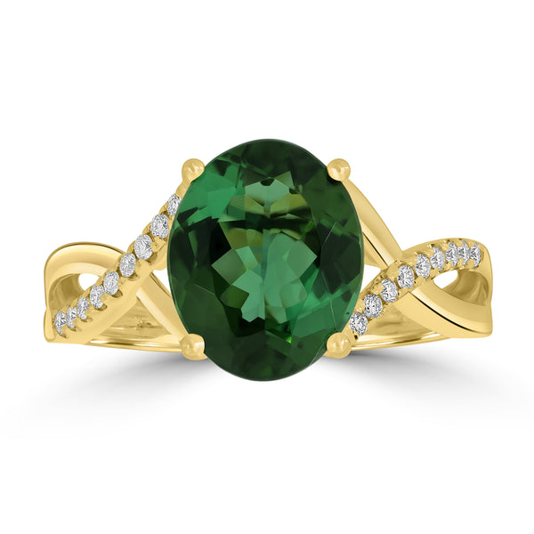 3.13ct Tourmaline Rings with 0.10tct Diamond set in 18K Yellow Gold